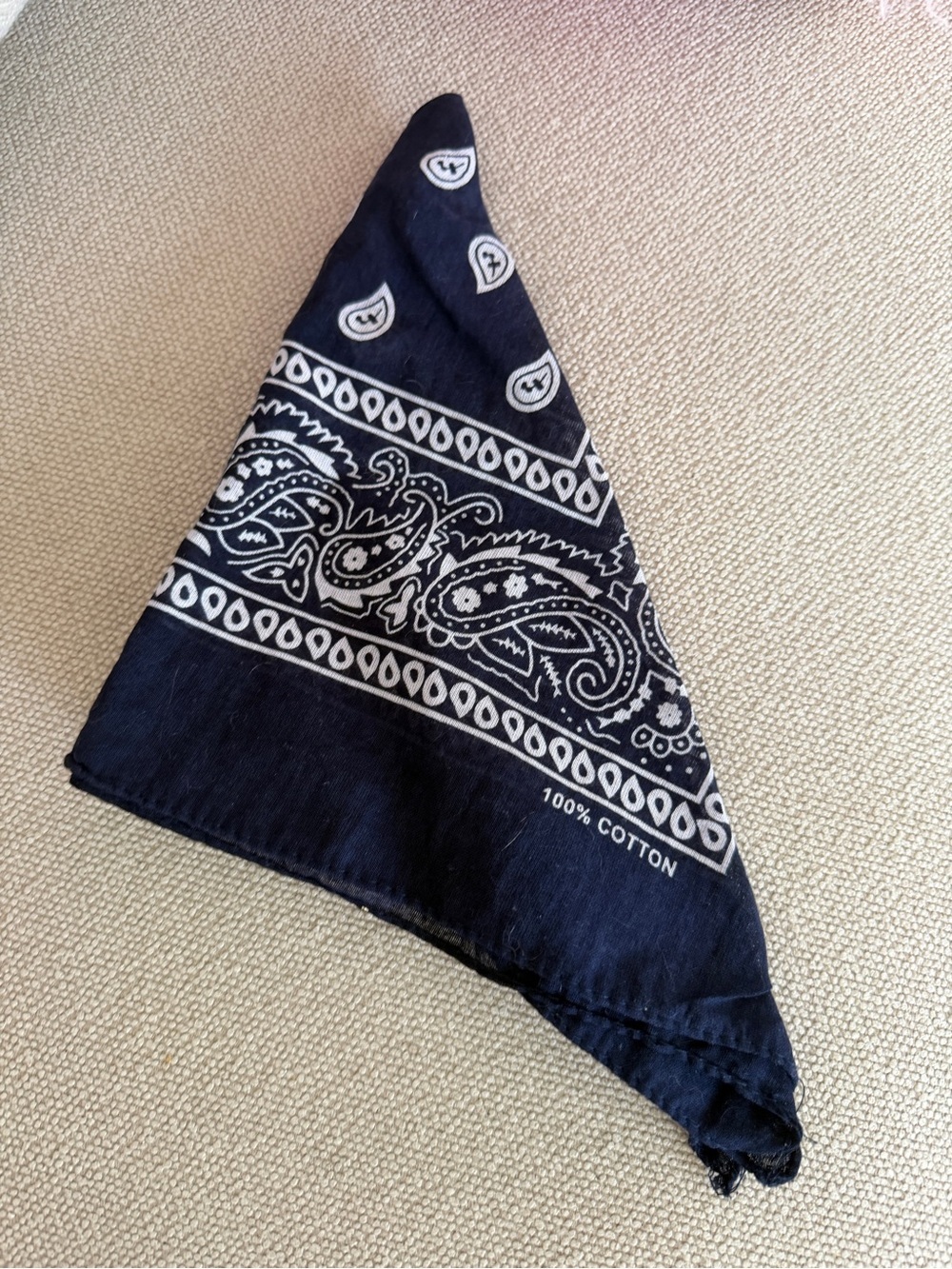 Classic Navy Blue Paisley Bandana - 100% Cotton- 20x20 inch